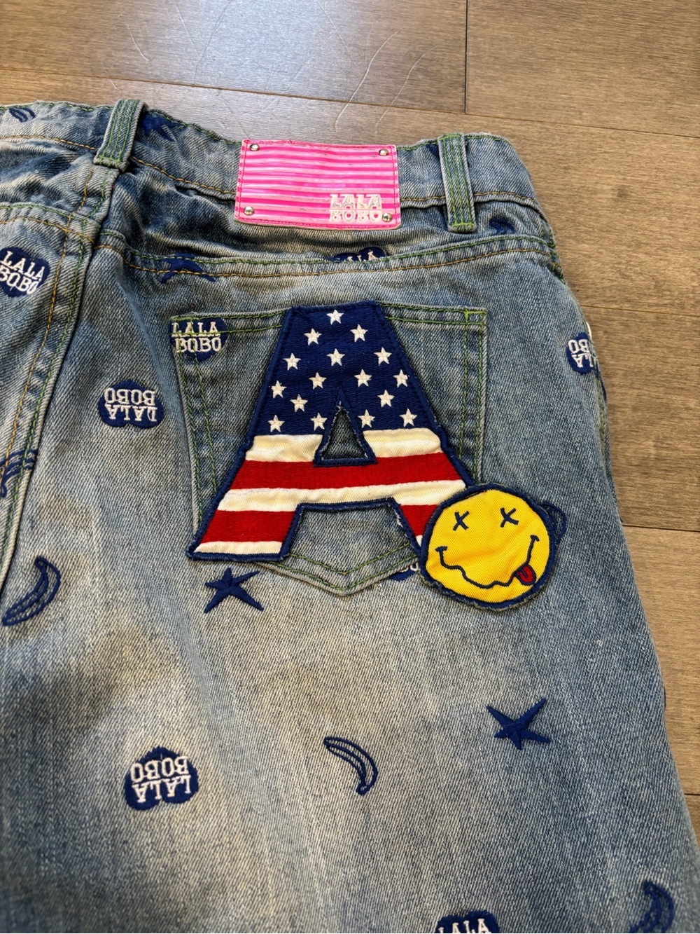 Women's Blue Embroidered Denim Shorts - Picture 11 of 15